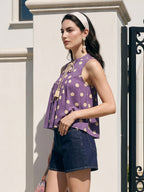 Janasya Lavender Peplum Cotton Top | Grocsy