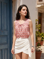 Janasya Pink Crop Cotton Top | Grocsy