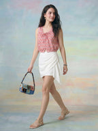 Janasya Pink Crop Cotton Top | Grocsy