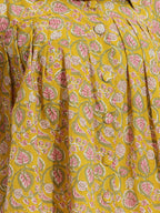 Janasya Yellow Flared Cotton Top | Grocsy