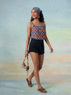 Janasya Multi Straight Cotton Top | Grocsy
