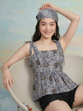 Janasya Grey A-Line Cotton Top | Grocsy