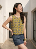 Janasya Mustard Peplum Cotton Top | Grocsy