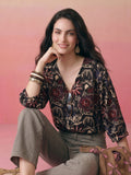 Janasya Black Shirt Style Cotton Tunic | Grocsy