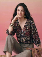 Janasya Black Shirt Style Cotton Tunic | Grocsy