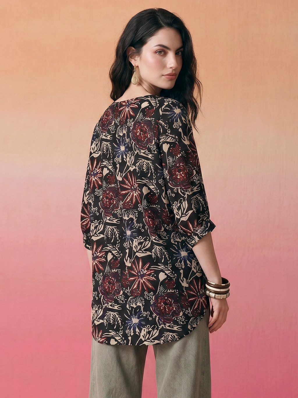 Janasya Black Shirt Style Cotton Tunic | Grocsy
