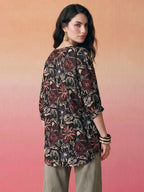 Janasya Black Shirt Style Cotton Tunic | Grocsy