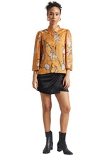 Zaccai Women's Mustard Satin Abstract Top | Grocsy