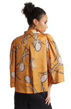 Zaccai Women's Mustard Satin Abstract Top | Grocsy