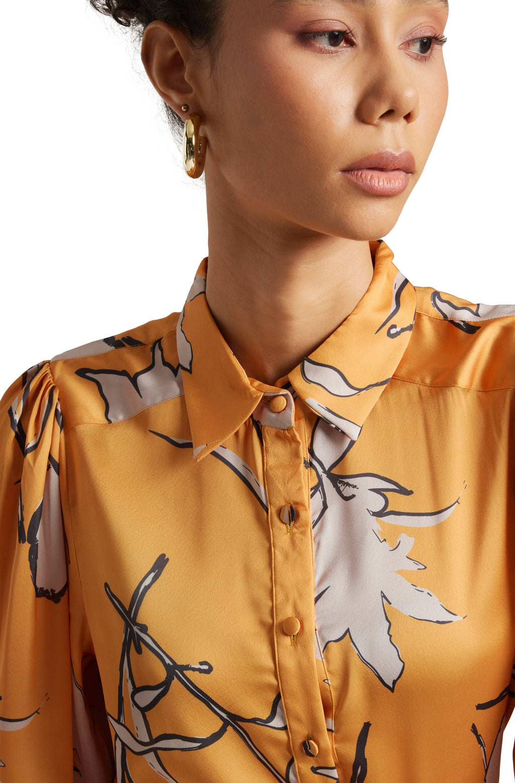 Zaccai Women's Mustard Satin Abstract Top | Grocsy