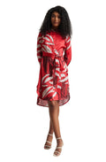 Zaccai Women's Red Satin Abstract Dress | Grocsy