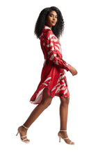 Zaccai Women's Red Satin Abstract Dress | Grocsy