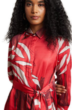 Zaccai Women's Red Satin Abstract Dress | Grocsy