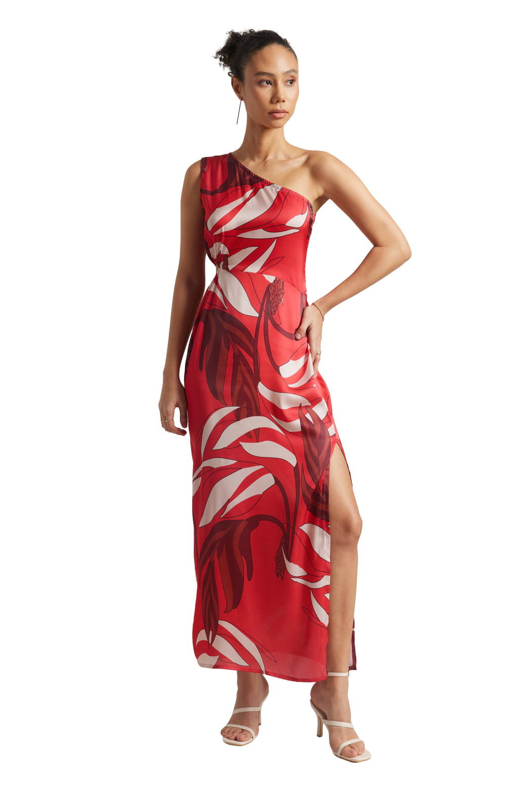 Zaccai Women's Red Satin Abstract Dress | Grocsy
