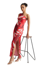 Zaccai Women's Red Satin Abstract Dress | Grocsy