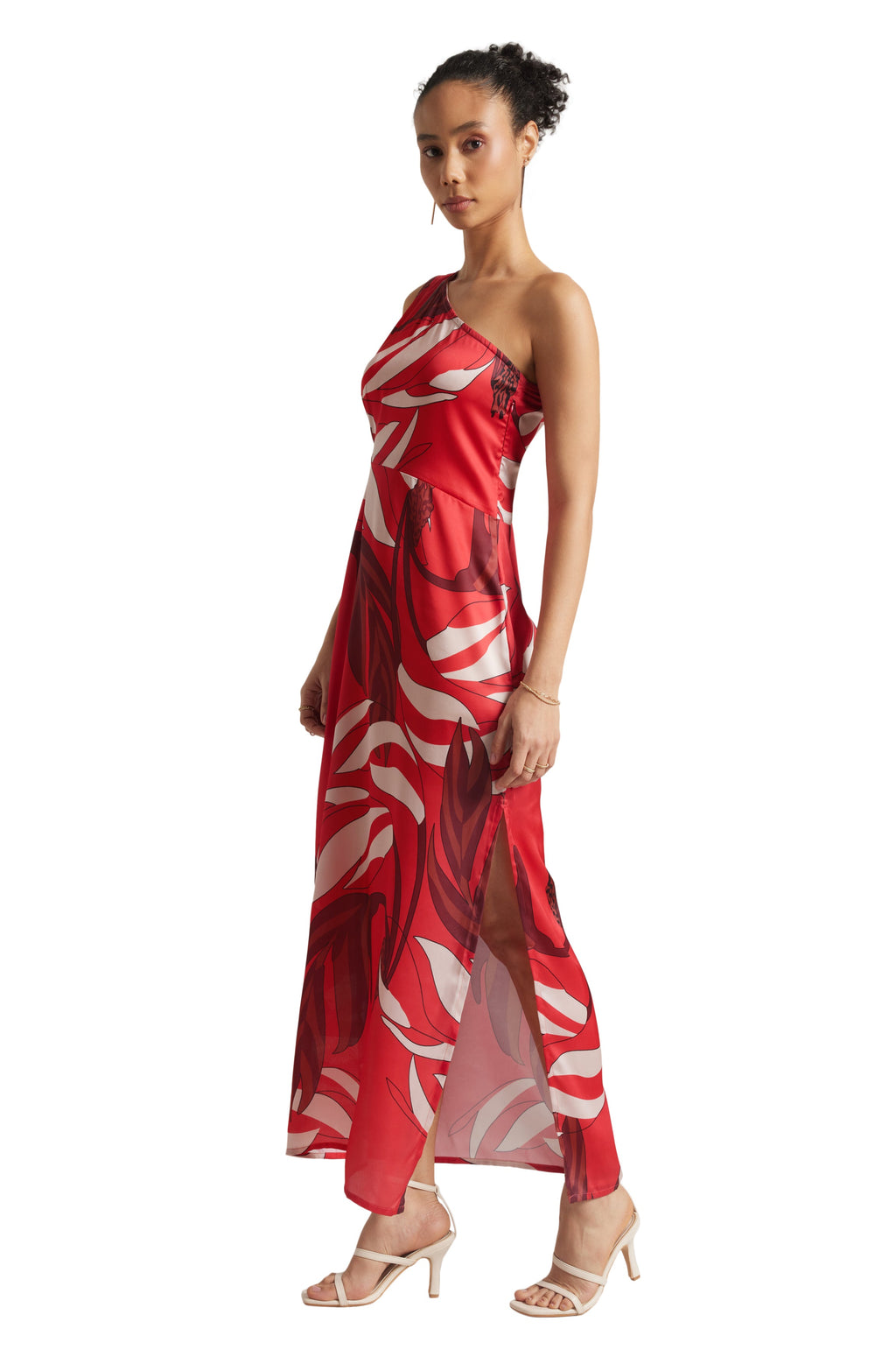Zaccai Women's Red Satin Abstract Dress | Grocsy