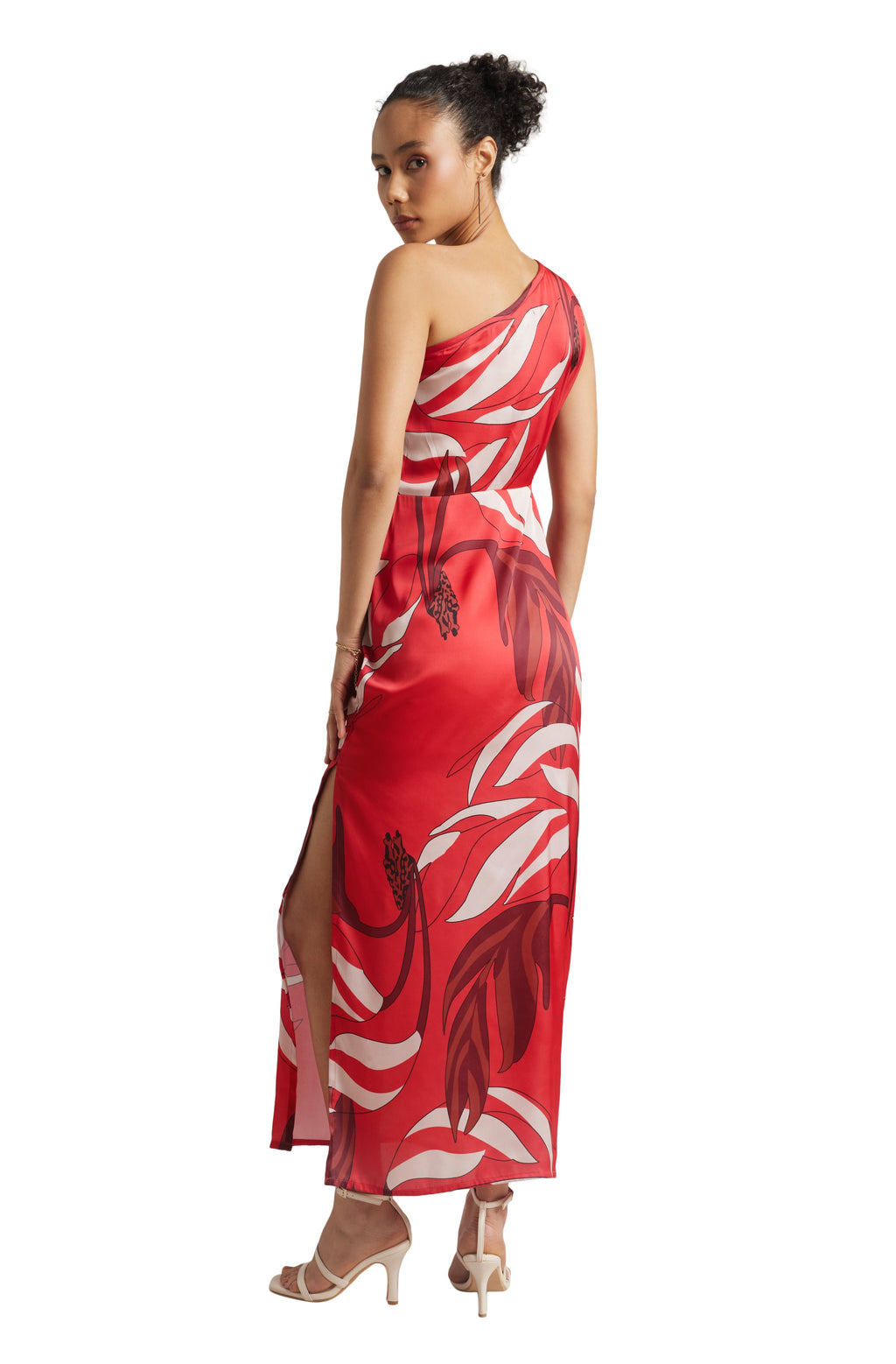 Zaccai Women's Red Satin Abstract Dress | Grocsy