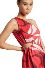 Zaccai Women's Red Satin Abstract Dress | Grocsy