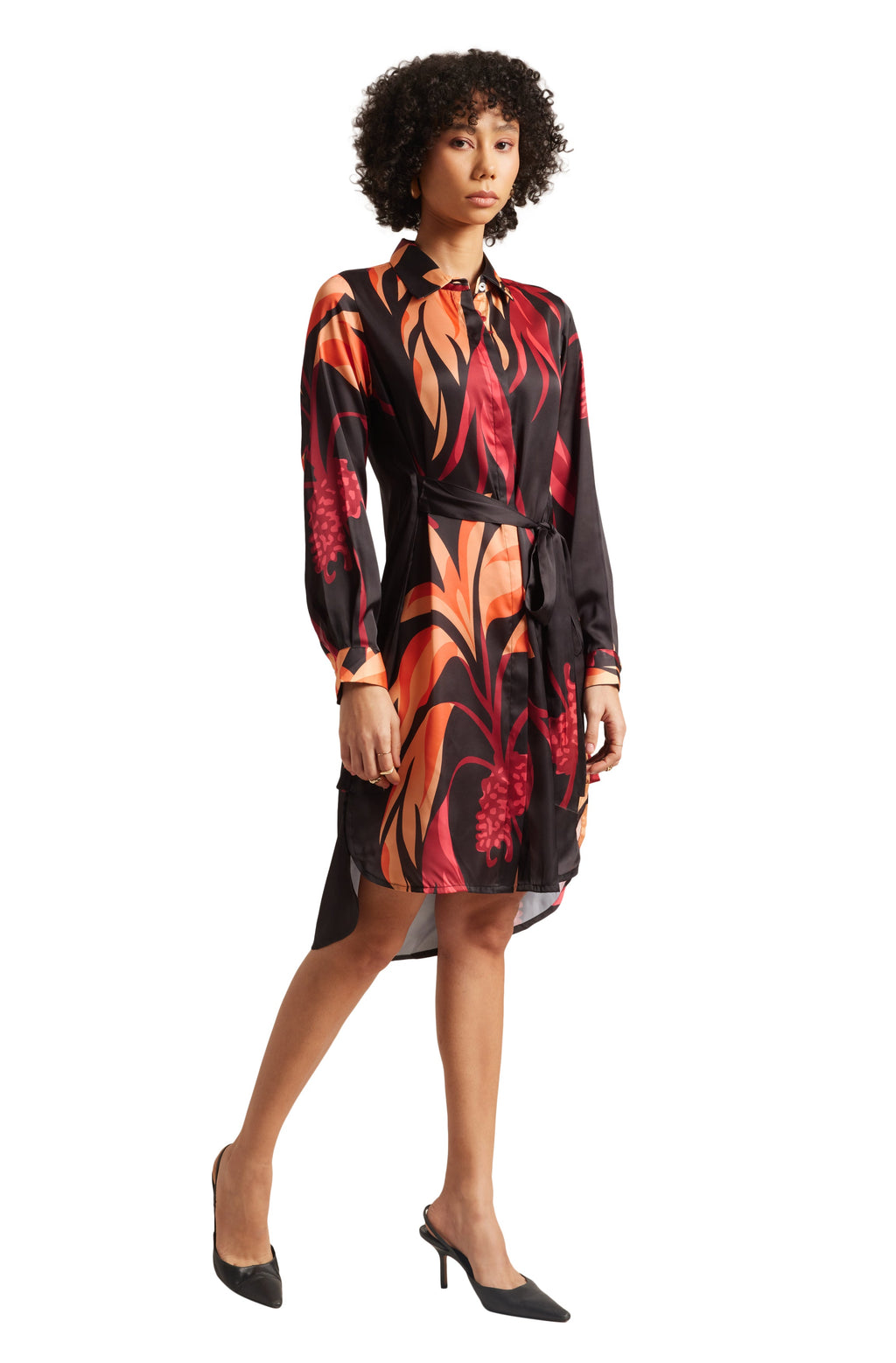 Zaccai Women's Black Satin Abstract Dress | Grocsy