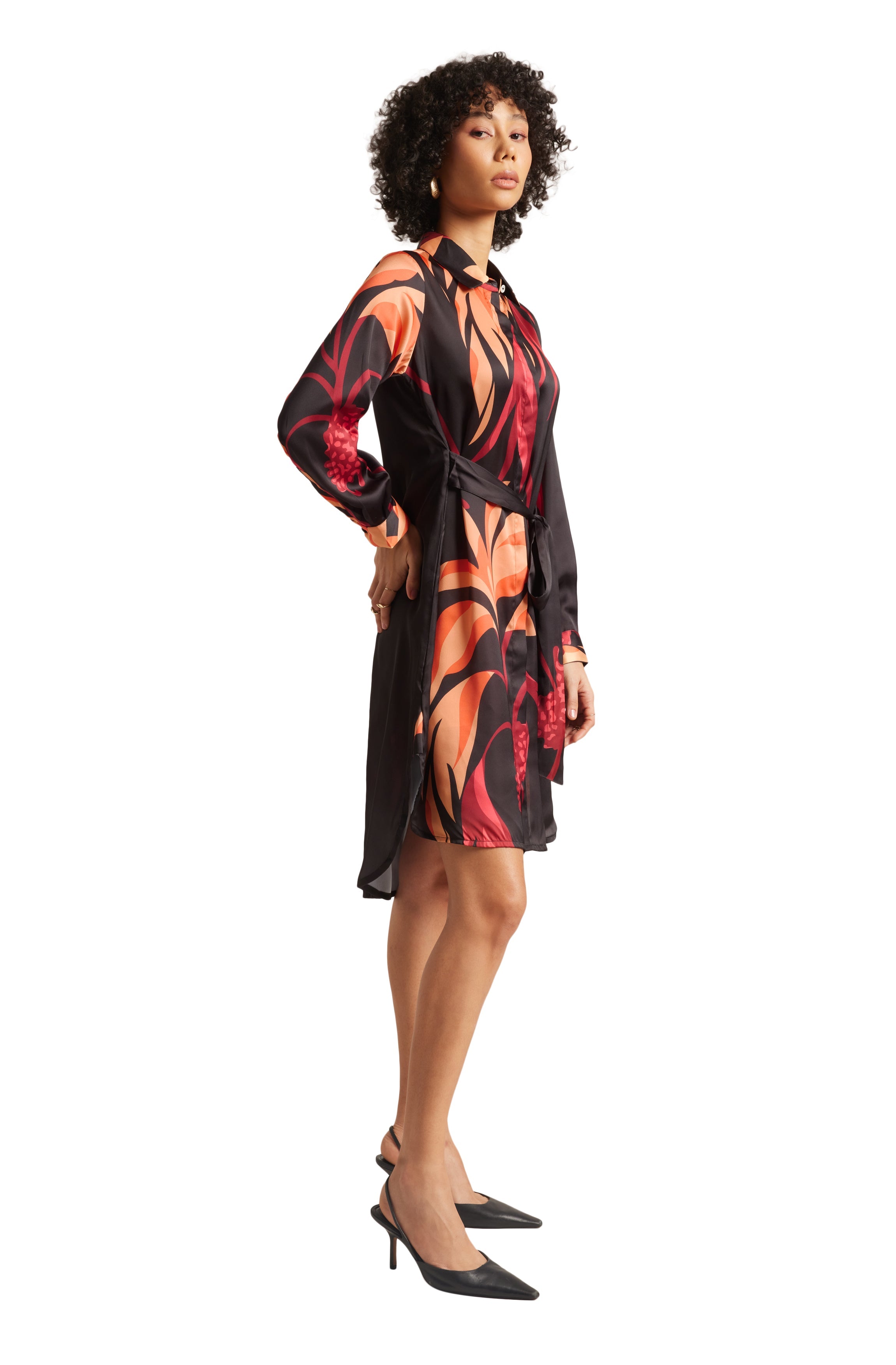 Zaccai Women's Black Satin Abstract Dress | Grocsy