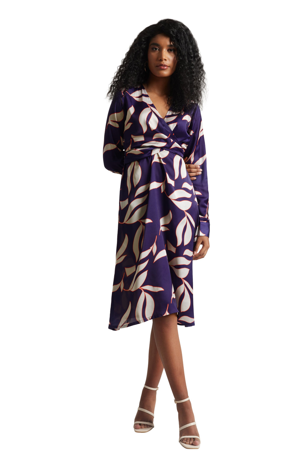 Zaccai Women's Purple Satin Abstract Dress | Grocsy