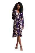 Zaccai Women's Purple Satin Abstract Dress | Grocsy