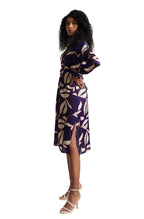 Zaccai Women's Purple Satin Abstract Dress | Grocsy
