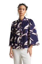 Zaccai Women's Purple Satin Abstract Top | Grocsy