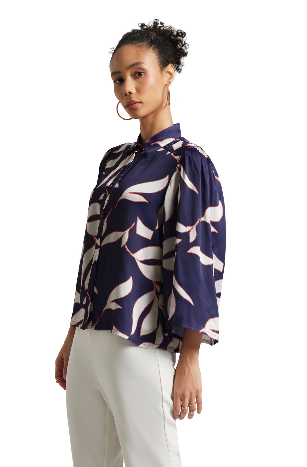 Zaccai Women's Purple Satin Abstract Top | Grocsy