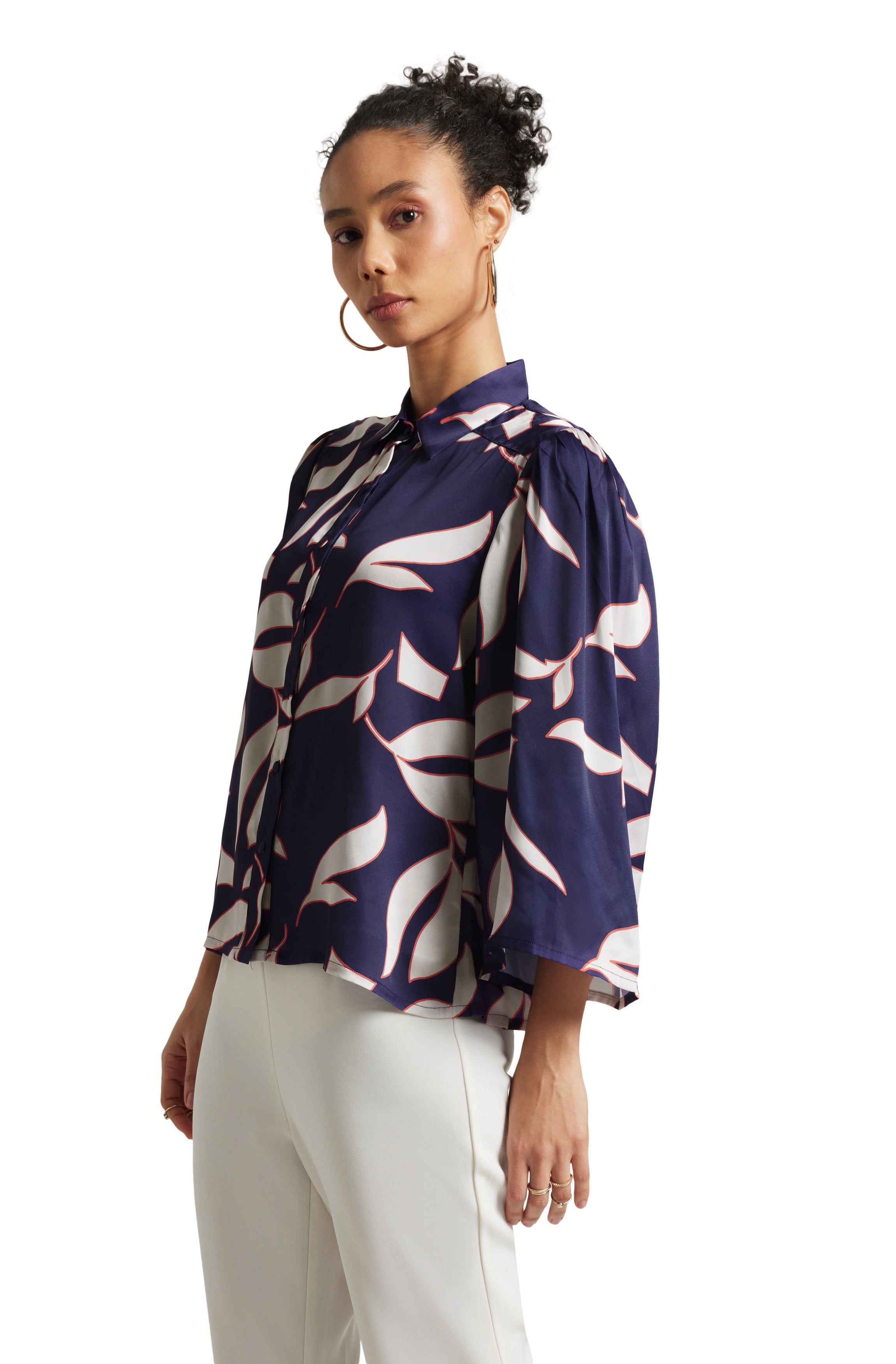 Zaccai Women's Purple Satin Abstract Top | Grocsy