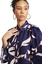 Zaccai Women's Purple Satin Abstract Top | Grocsy