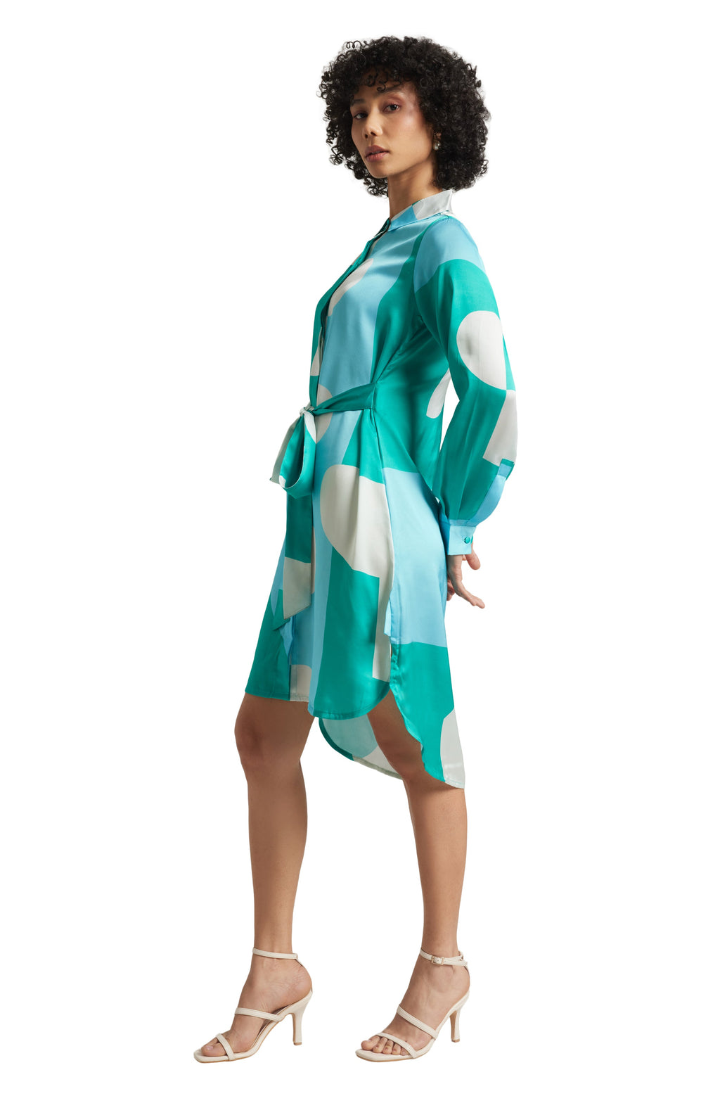 Zaccai Women's Mint Satin Abstract Dress | Grocsy