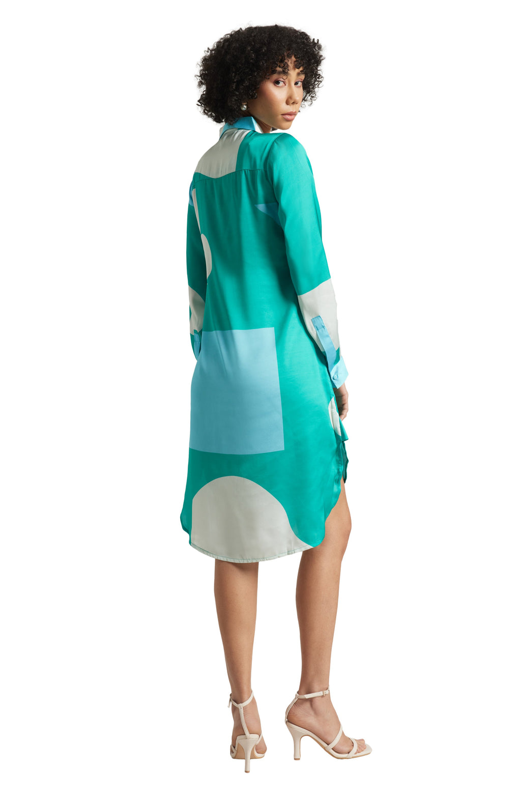Zaccai Women's Mint Satin Abstract Dress | Grocsy