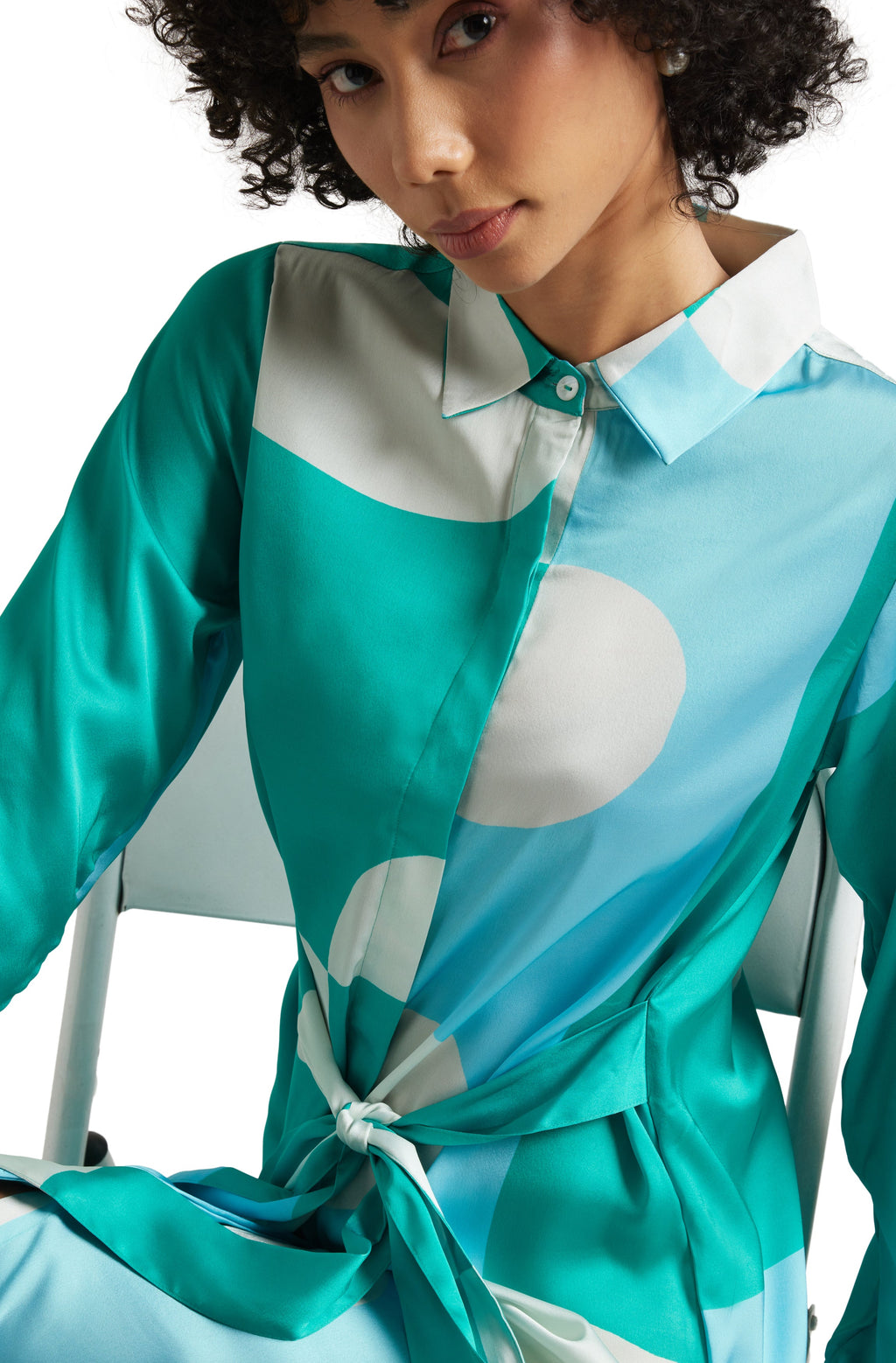 Zaccai Women's Mint Satin Abstract Dress | Grocsy