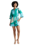 Zaccai Women's Mint Satin Colourblocked Jumpsuit | Grocsy