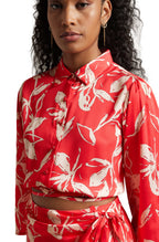 Zaccai Women's Red Satin Abstract Co-ord Set | Grocsy