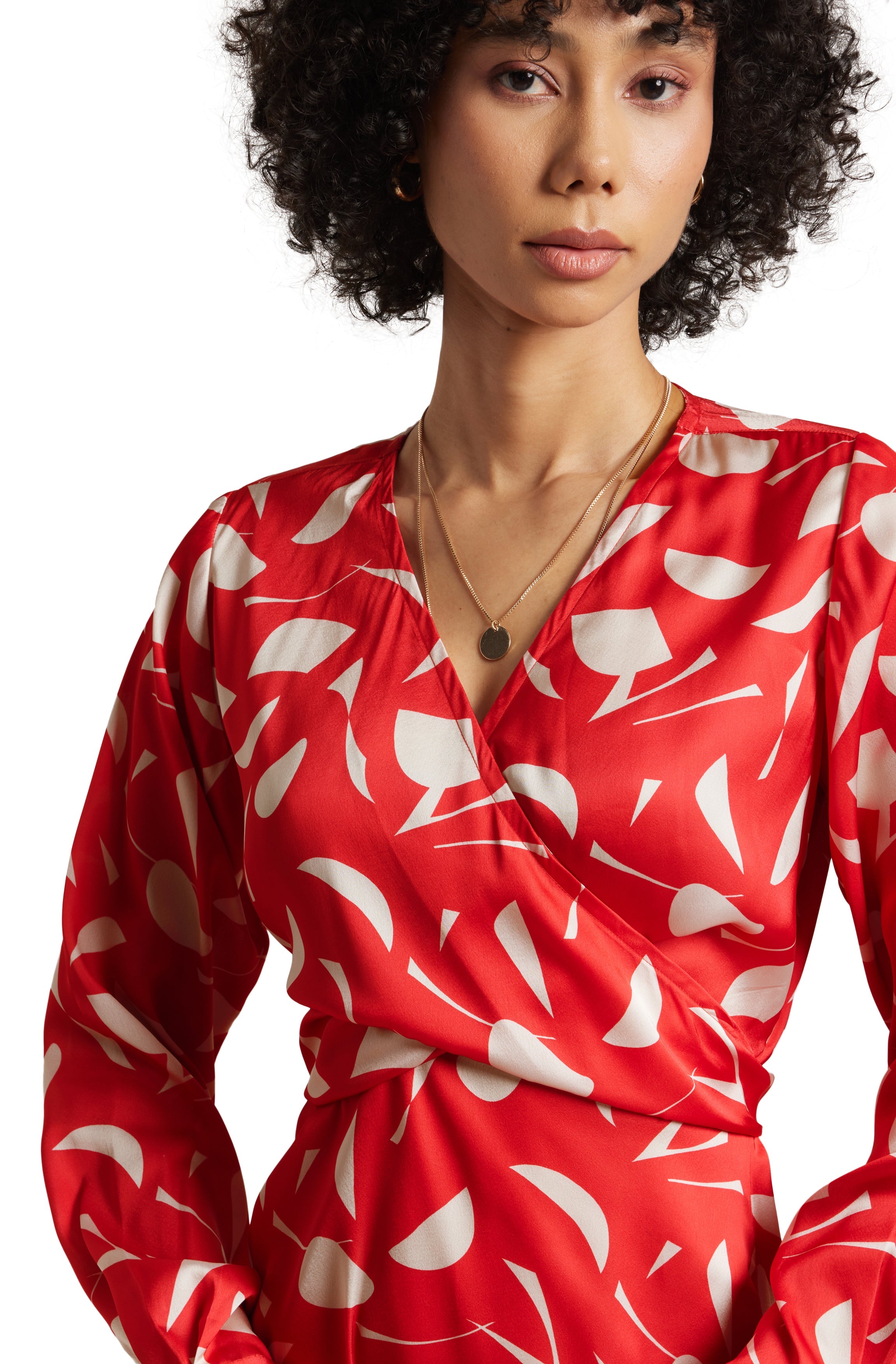 Zaccai Women's Red Satin Abstract Midi Dress | Grocsy