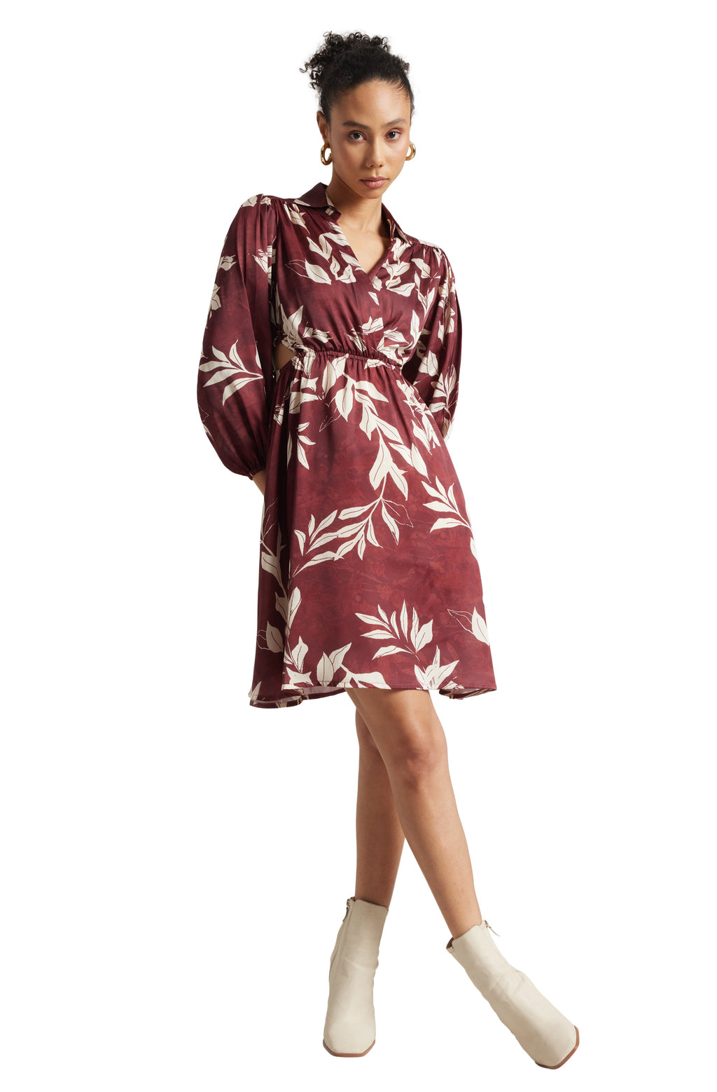 Zaccai Women's Brown Satin Abstract Dress | Grocsy