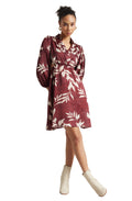 Zaccai Women's Brown Satin Abstract Dress | Grocsy
