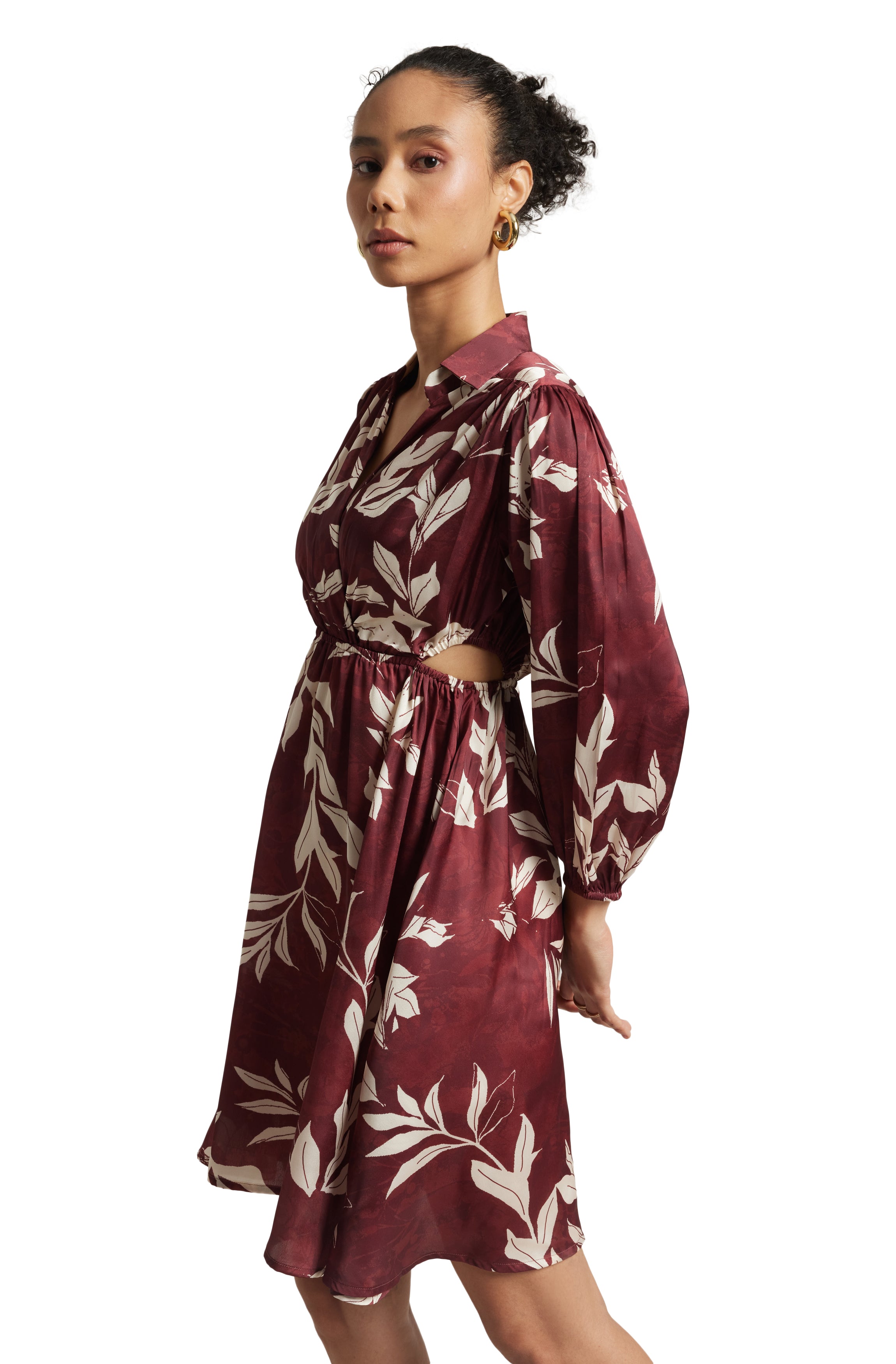 Zaccai Women's Brown Satin Abstract Dress | Grocsy