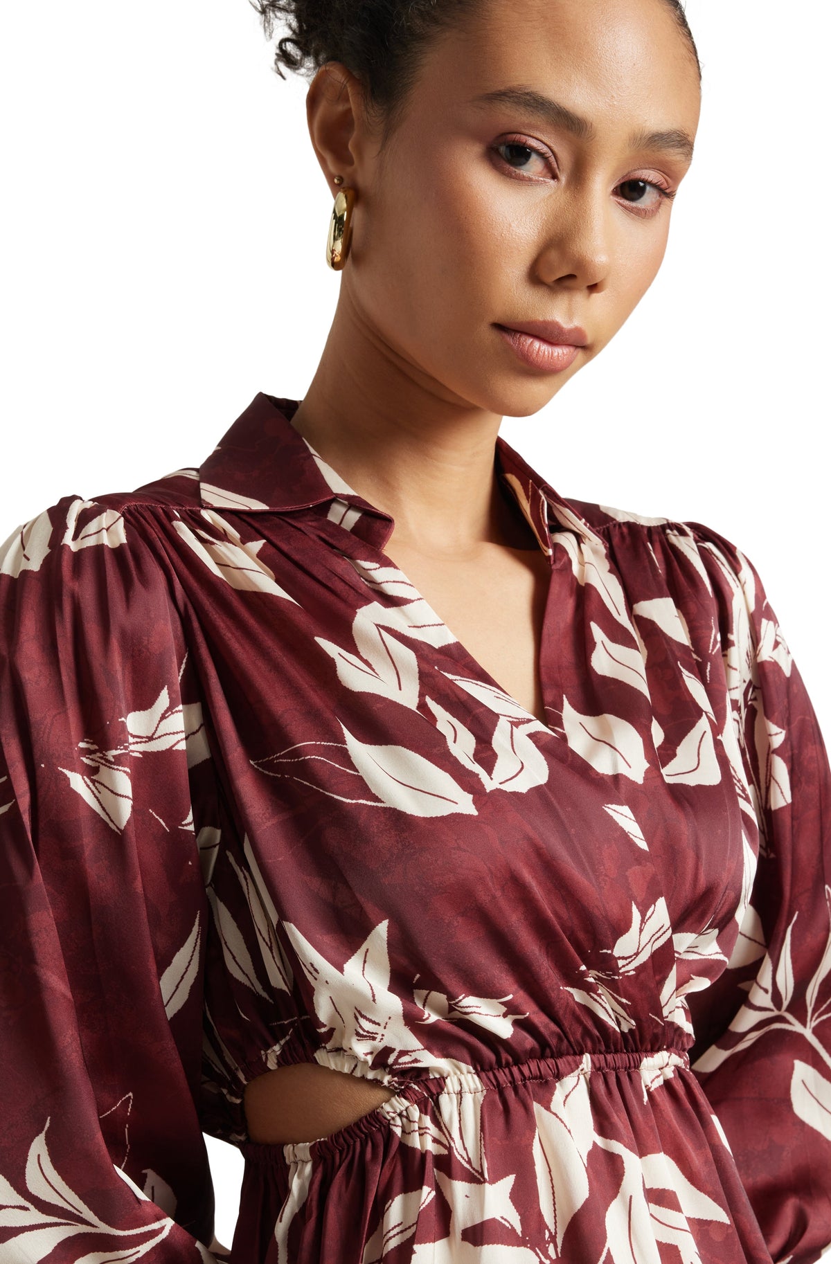 Zaccai Women's Brown Satin Abstract Dress | Grocsy