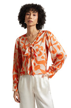 Zaccai Women's Orange Satin Abstract Top | Grocsy