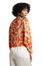 Zaccai Women's Orange Satin Abstract Top | Grocsy
