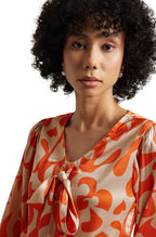 Zaccai Women's Orange Satin Abstract Top | Grocsy