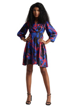 Zaccai Women's Blue Satin Abstract Dress | Grocsy
