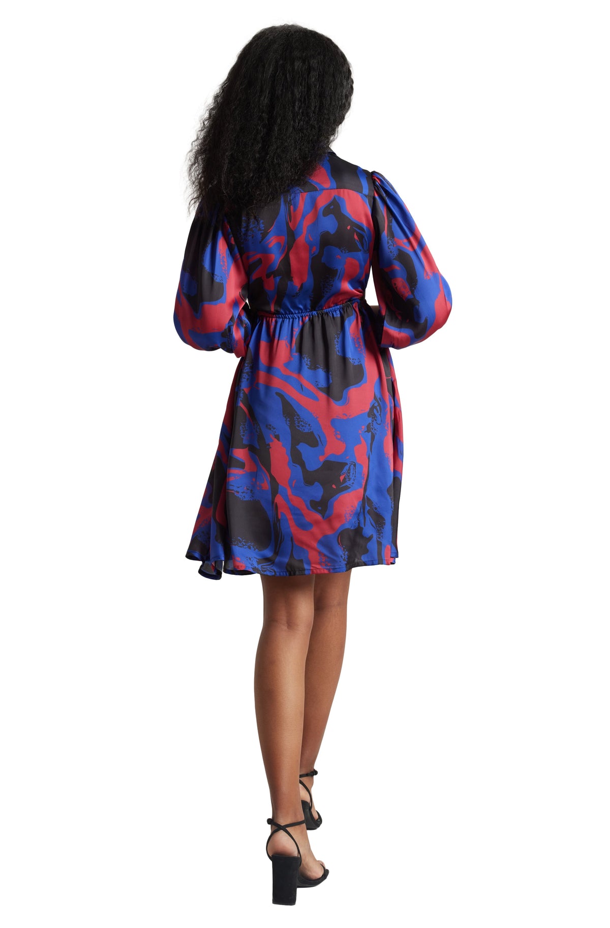 Zaccai Women's Blue Satin Abstract Dress | Grocsy