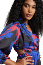 Zaccai Women's Blue Satin Abstract Dress | Grocsy