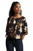 Zaccai Women's Black Satin Abstract Top | Grocsy