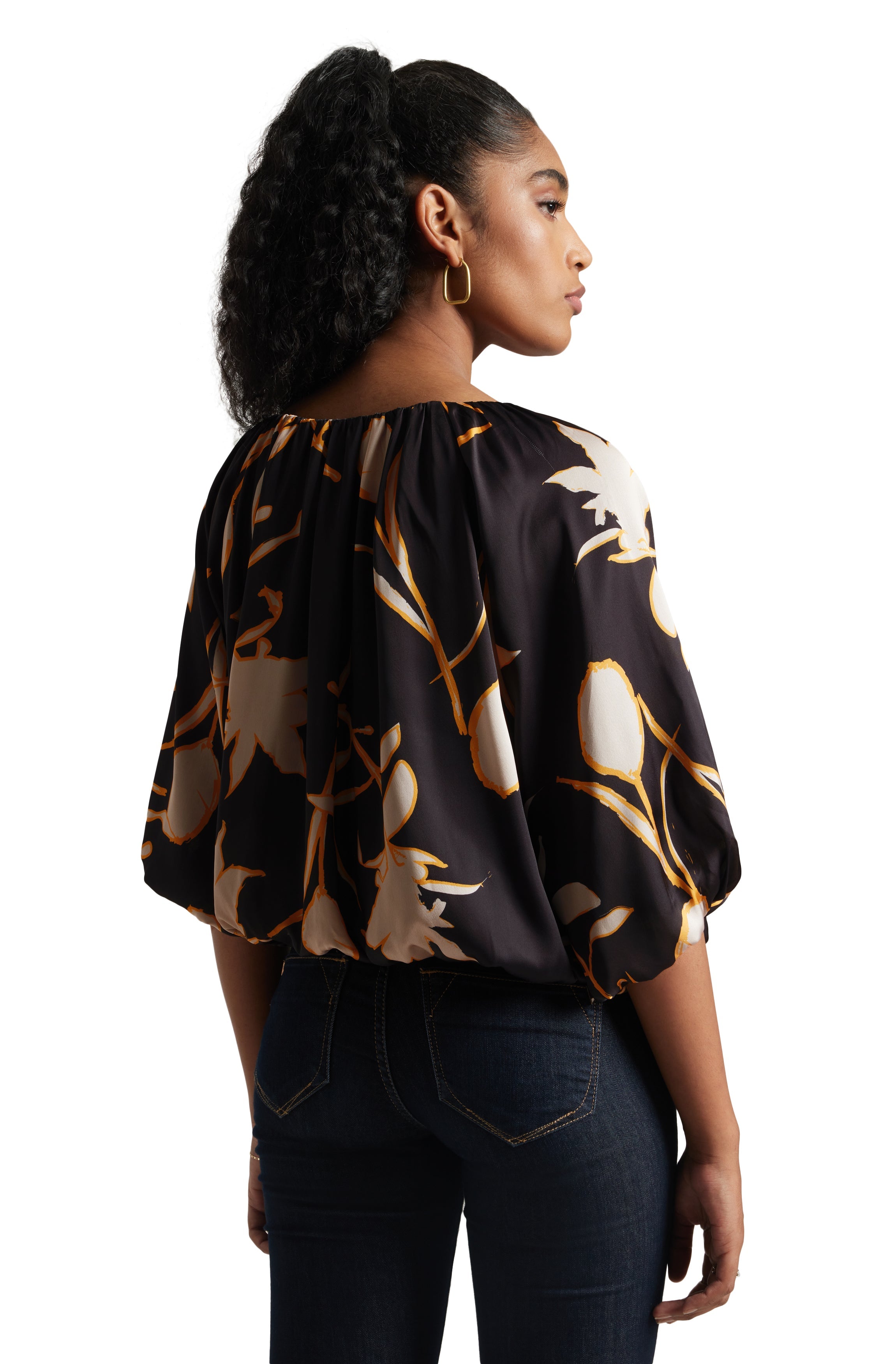 Zaccai Women's Black Satin Abstract Top | Grocsy