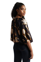Zaccai Women's Black Satin Abstract Top | Grocsy